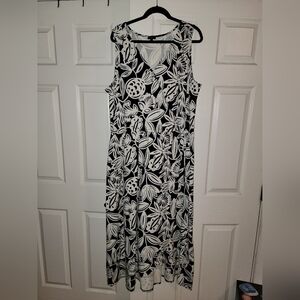 Talbots Faux Wrap Navy & White Maxi Dress